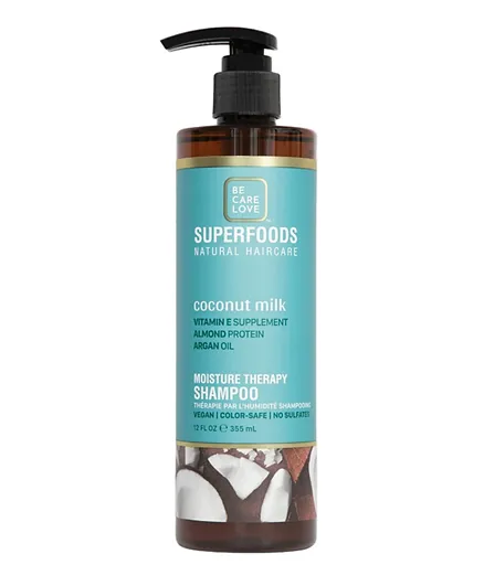 Be Care Love Superfoods, Coconut Milk, Moisture Therapy Shampoo - 355mL