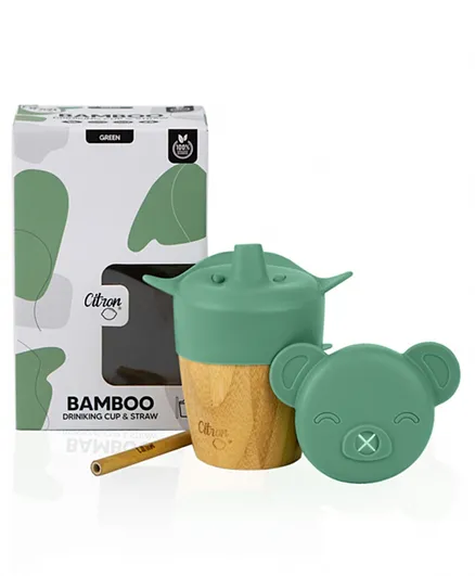 Citron Organic Bamboo Cup with Pastel Green Lid - 180ml
