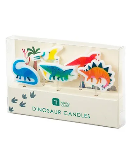 Talking Tables Party Dinosaur Shaped Candles Pack of 5 - Multicolour