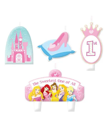 Party Centre Disney Princess 1st Birthday Candle Set - Pack of 4