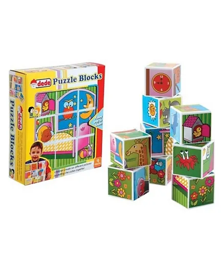 Pilsan Dede Illustrated Cubes Puzzle Blocks - 9 Pieces