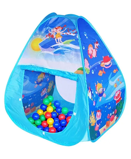 Ching Ching Ocean Play House Triangle + 100 Pieces 7cm Balls - Blue