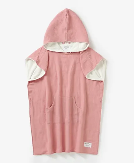 Little Sol  Hooded Beach Towel - Coral Pink
