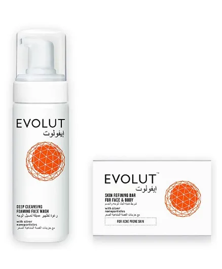 Evolut Acne Solution Soap And Foam + Free 20 3 Ply Face Mask