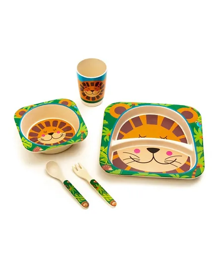 Brain Giggles 5 Piece Bamboo Dinnerware Set - Lion