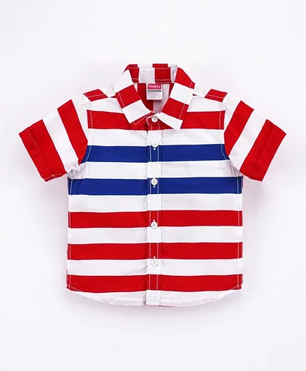 Babyhug Half Sleeves Stripe Shirt - Red
