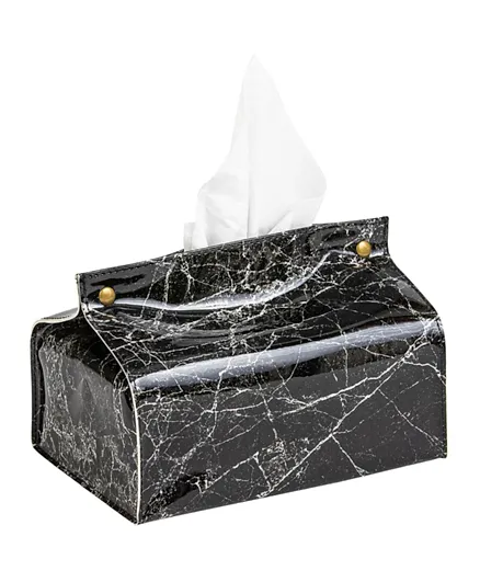 A'ish Home Marble Print Tissue Box - Black