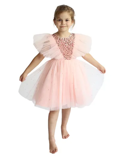 DDaniela Butterfly Sequined Party Dress - Pink
