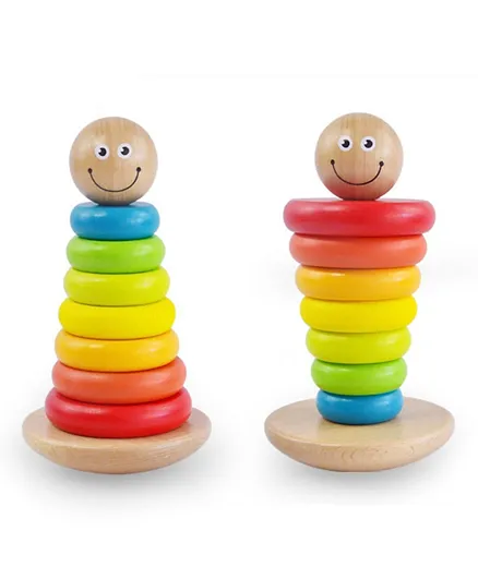 A Cool Toy Wooden Rainbow Stacker - 9 Pieces