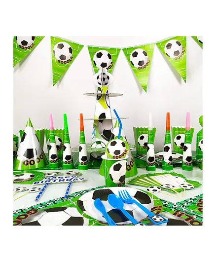 Brain Giggles Football Theme Disposable Tableware for 10 People Party Set - 136 Pieces