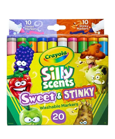 Crayola Silly Scents Sweet and Stinky Washable Broad Line Markers Multicolor - Pack of 20