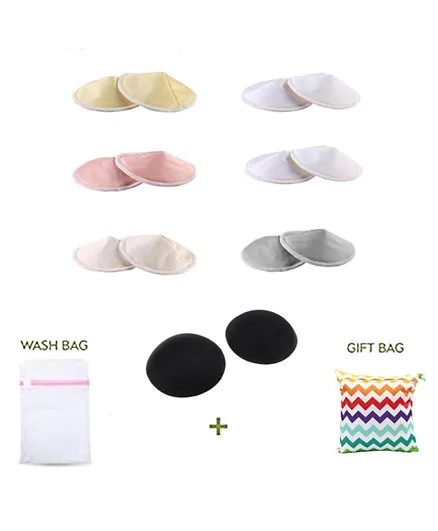 Pikkaboo 14 Pieces Organic 3D Washable Breast Pads + Laundry Bag and Storage Bag