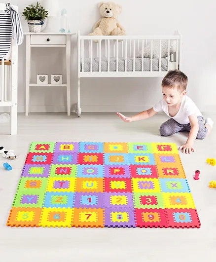 Babyhug Pop Out Alphabets & Numbers Floor Puzzle Mat - 36 Pieces