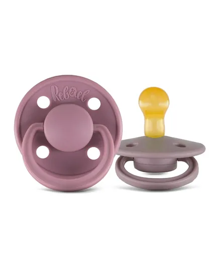 Rebael Mono Natural Rubber Round Pacifiers Size 1 Pack Of 2 - Plum & Champagne