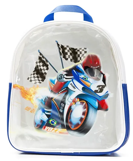 Eazy Kids 3D Bike Backpack Blue - 11 Inches