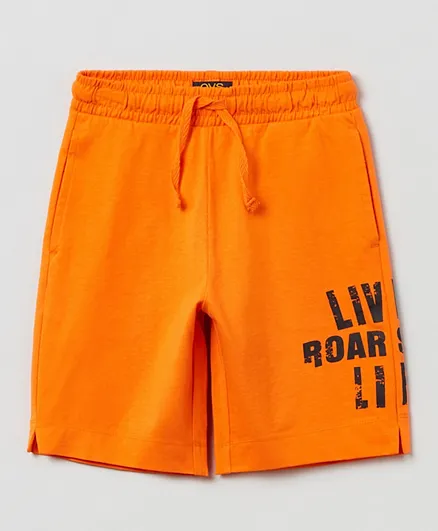 OVS Letters Printed Shorts - Orange