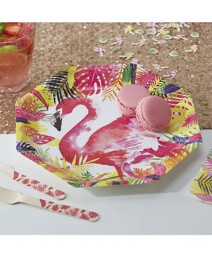Ginger Ray Flamingo Fun Paper Plates Pack of 8 - Multicolour