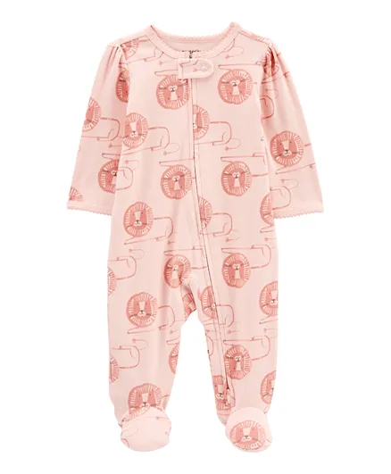 Carter's Lion 2-Way Zip Cotton Blend Sleep & Play Pajamas - Pink