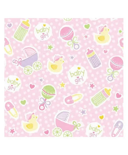 Party Centre Baby Girl Pink Jumbo Gift Wrap - Pink