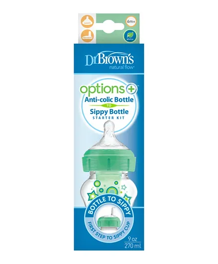 Dr. Brown's Options+ Wide Neck Sippy Bottle with Sippy Spout - 270mL