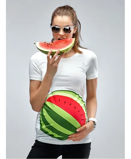 Mamagama My Watermelon Bump T-Shirt - White