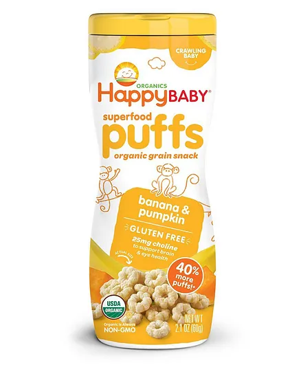 Happy Family Organic Super Food Puffs Banana & Pumpkin - 60g