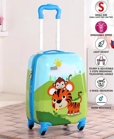 Babyhug Waterproof Kids Trolley Bag Animal Print Multicolor - 18 Inches