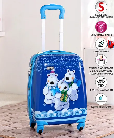 Babyhug Kid's Trolley Bag Bear Print Blue - 18 Inches