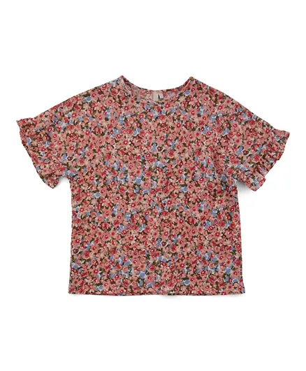 Little Pieces Floral Top - Red