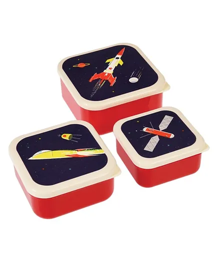 Rex London Space Age Snack Boxes Set Of 3 - Red & Blue