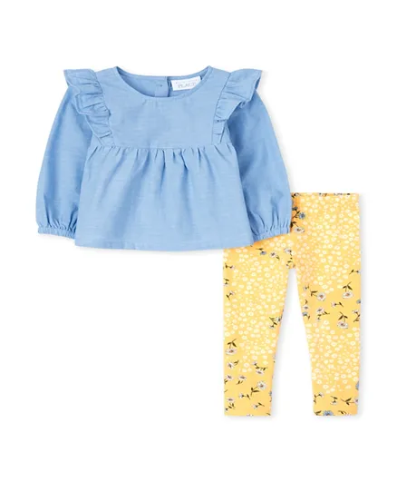 The Children's Place Chambray Top & Leggings Set - Blue