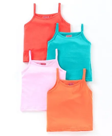 Babyhug Sleeveless Cotton Slips Solid Pack of 4 - Multicolour