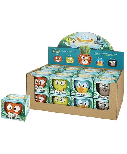 Paris Garden Jungle Animals Ryegrass Pot Assorted Pack of 1 - Multicolour