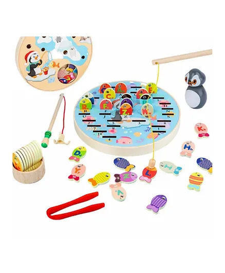 Highland Wooden Alphabet Number Magnetic Fishing Game Toy - 2 Players