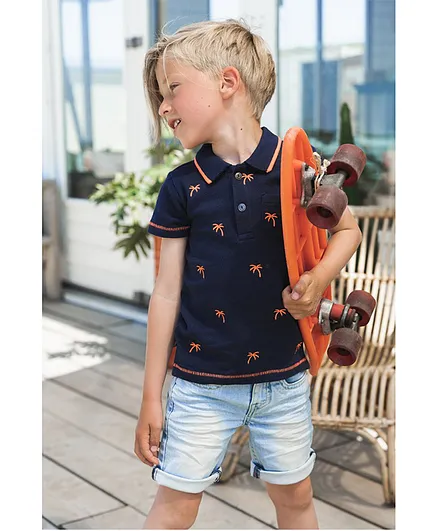 Koko Noko Polo Neck T-Shirt - Navy Blue
