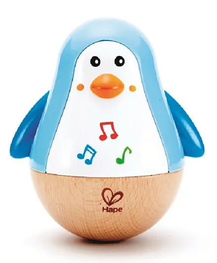 Hape Wooden Penguin Musical Wobbler - Blue