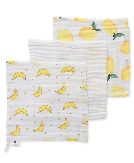 Anvi Baby Organic Squares Go Banana  Burp Cloth - Set of 3