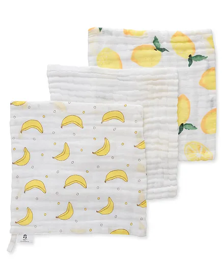 Anvi Baby Organic Squares Go Banana  Burp Cloth - Set of 3