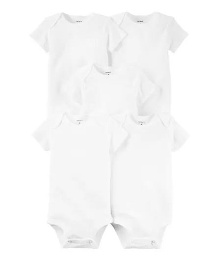 Carter's 5 Pack Short Sleeve Bodysuits - White