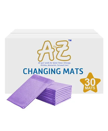 A to Z Disposable Changing Mats Lavender  - 30 Pieces