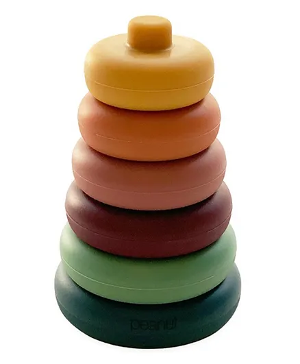 Peanut Silicone Stacking Rings Toy Solid Mix - 6 Pieces