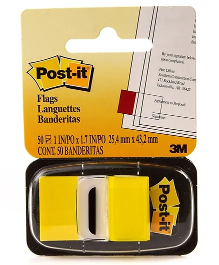 3M Post it Flags Notes Yellow - Pack of 50