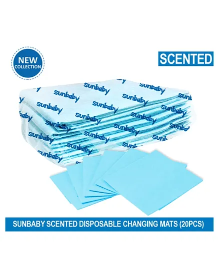 Sunbaby Disposable Changing Mats Pack of 20 - Blue