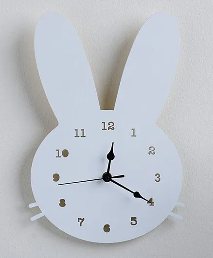ساعة حائط بتصميم أرنب الغابة من بان هوم - أبيض