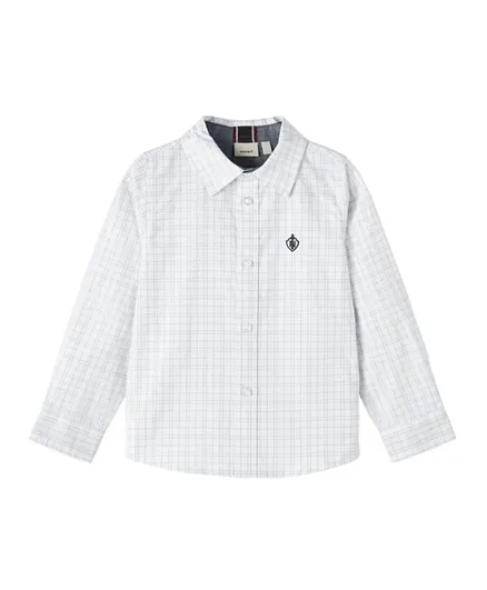 Name It All Over Checked Button Closure Shirt - White