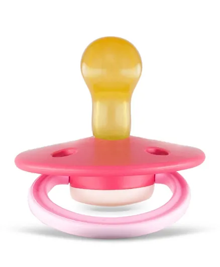 Rebael Fashion Natural Rubber Round Pacifier Size 1 - Hot Pearly Flamingo