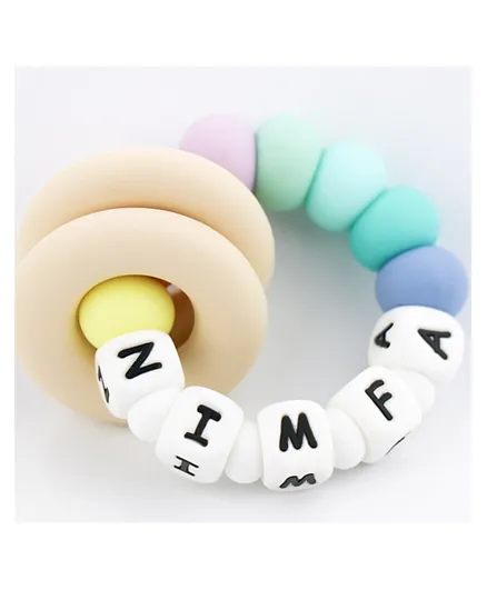 Desert Chomps Silicone & Wooden Personalized Teether Vera - Rainbow