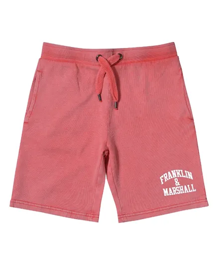 Franklin & Marshall Vintage Arch Logo Sweat Shorts - Dark Pink