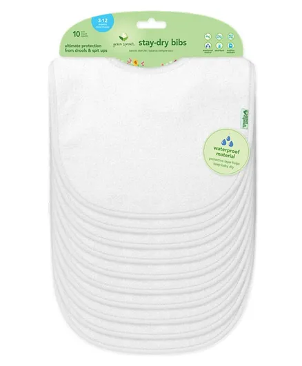 Green Sprouts Organic Cotton Muslin Bibs Pack of 10 - White Set