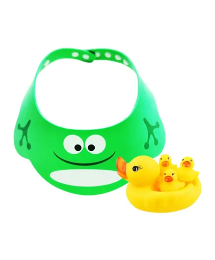 Star Babies Shower Cap with Rubber Ducks - Green/Yellow